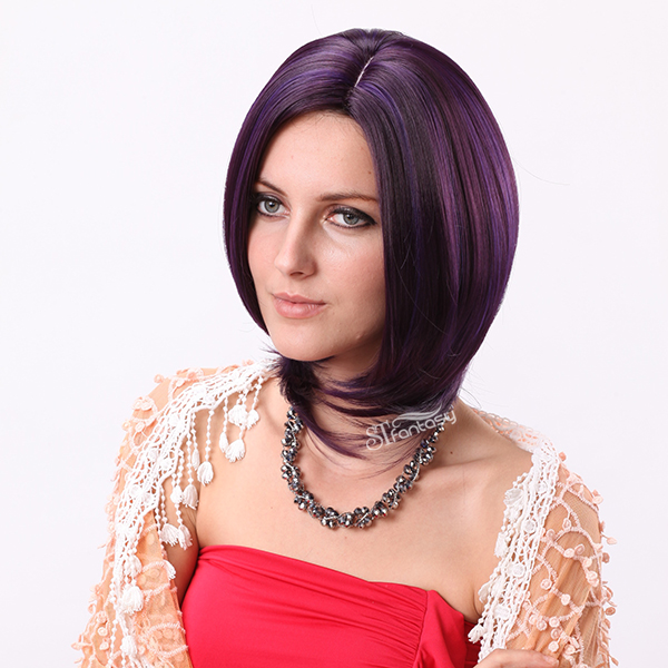Purple colour mixture short bob wigs for women wholesale wigs in Canada