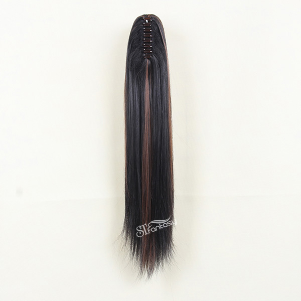 China synthetic hair ponytail manufacturer wholesale 60cm straight hair ponytail with highlight