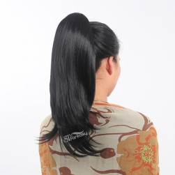 China ponytails supplier wholesale 55cm black synthetic hair ponytiail with natural wave