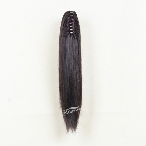 Guangzhou ponytail supplier wholesale 50cm long straight claw in ponytail with synthetic fiber