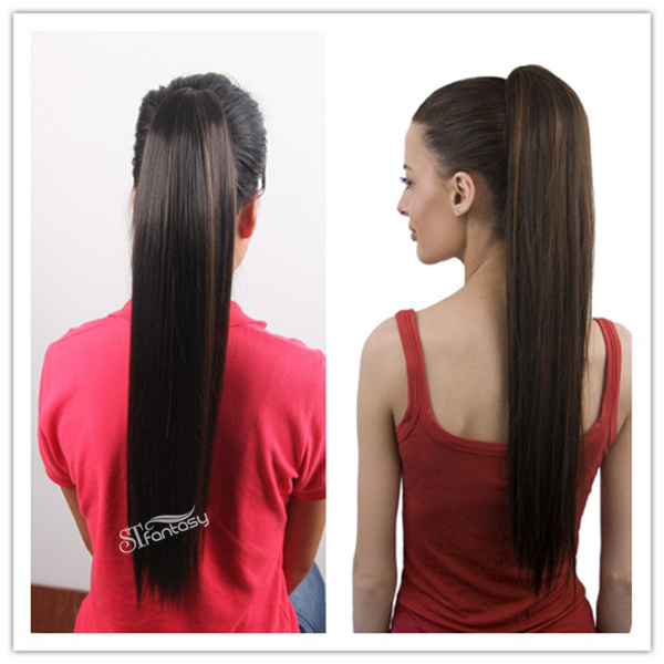 China ponytail manufacturer wholesale silky straight long hair extension ponytail