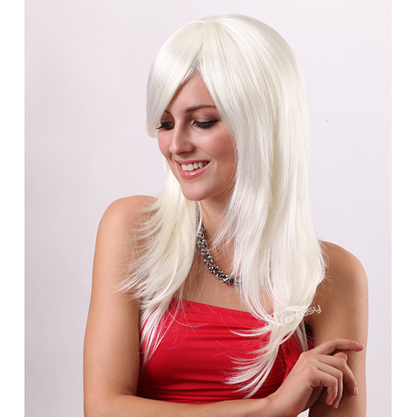 2017 UK hot sale new wig style long white women wigs with side bang china wig manufacturer wholesale wigs online