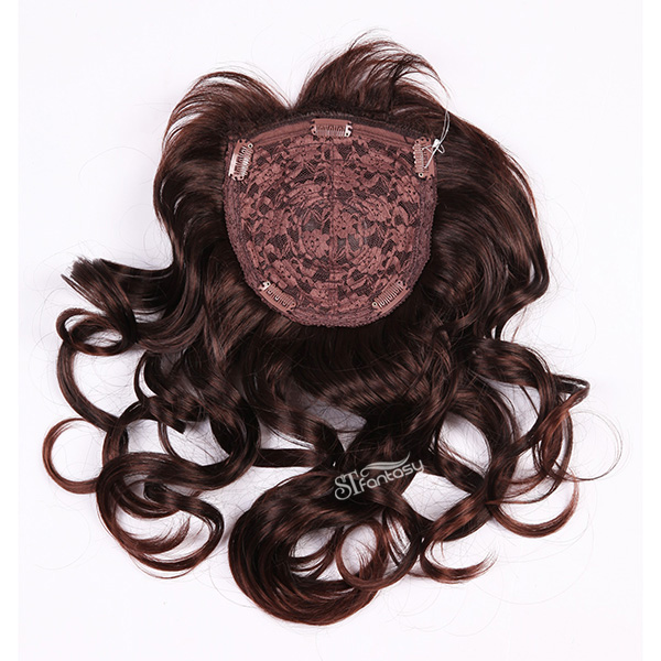 ST long hair style curly burgundy synthetic toupee