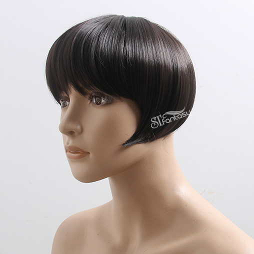 Guangzhou ST factory wholesale short straight black hair toupee with synthetic fiber