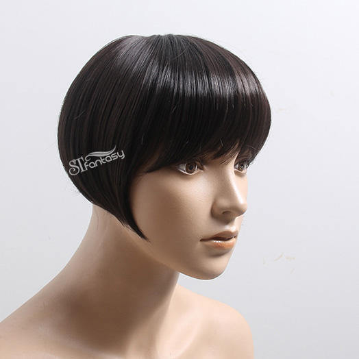 Guangzhou ST factory wholesale short straight black hair toupee with synthetic fiber