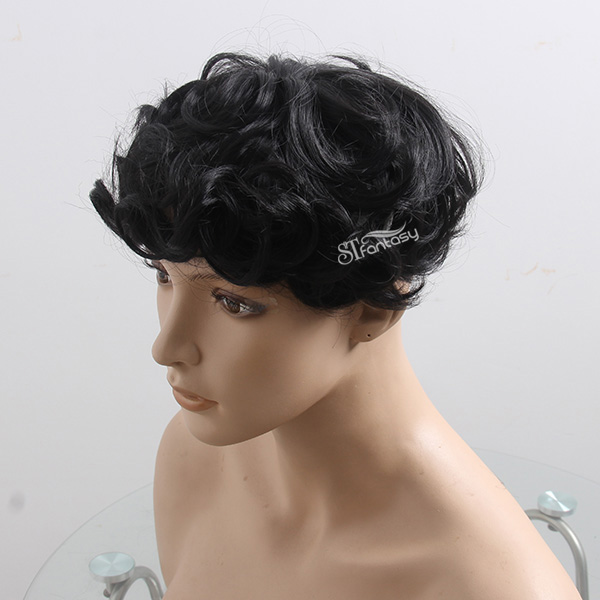 China wig supplier wholesale short curly synthetic hair toupee for man