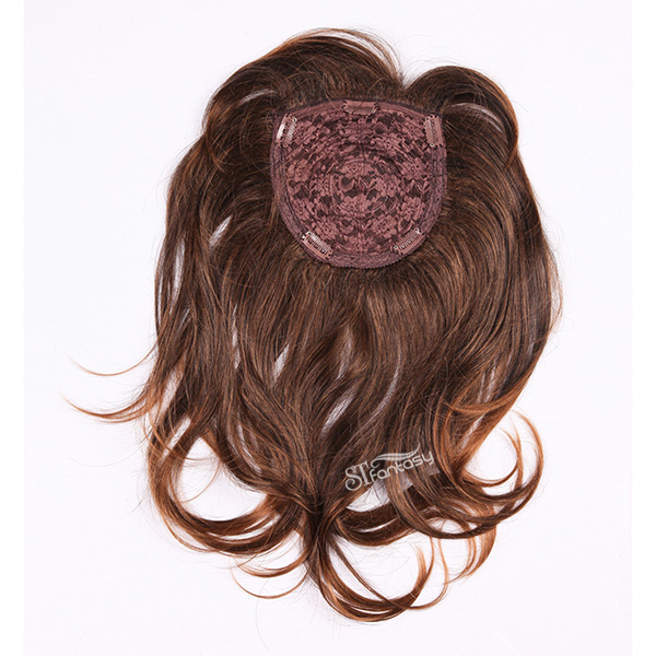 Long curly brown synthetic hair toupee for women wholesale