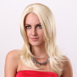 19" long blonde straight wigs for women with side bang american girl wholesale from china