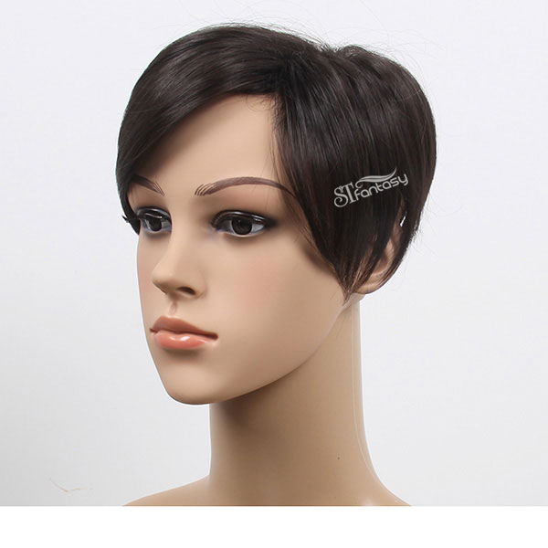 ST popular style synthetic hair toupee black color for man or women