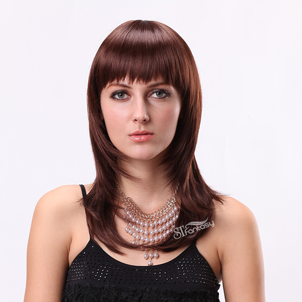 2017 USA wig shop hot sale natural brown synthetic wigs realistic womens wigs wholesale