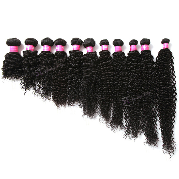 ST wholesale kinky curly black peruvian remy human hair weaving extension