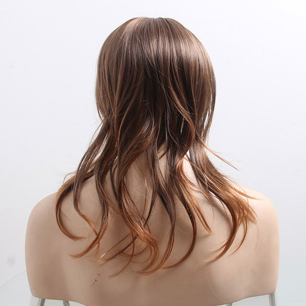 Meddel long curly ombre brown synthetic hair toupee for lady
