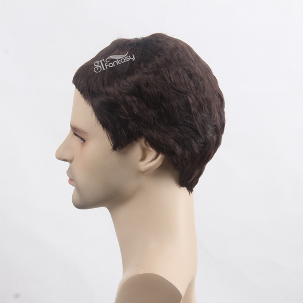 Very short mens synthetic wigs for bald man used high quality hair material