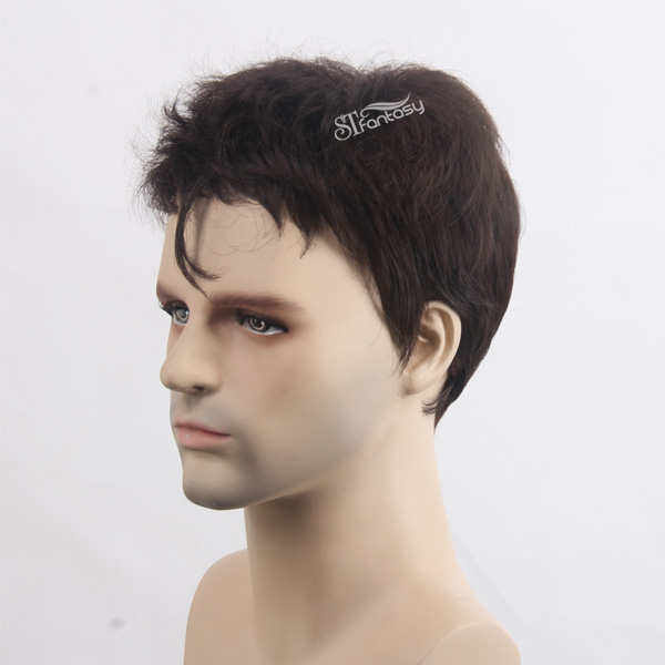 Short synthetic brown wigs for men