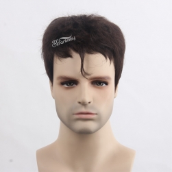 Short synthetic brown wigs for men