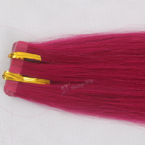ST Top grade factory wholesale price rose red natural straight hair extension human hair tape