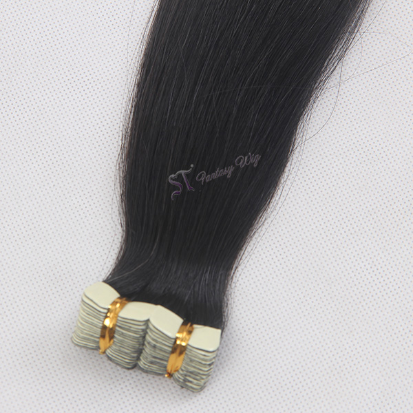 China tape hair manufactory wholesale black straight double drawn remy tape hair extensions