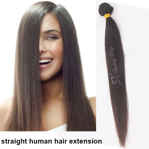Double weft 100 virgin brazilian straight human hair extension black color