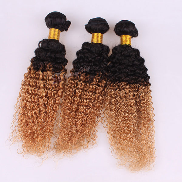 China real hair vendors wholesale ombre two tone color remy human hair extension