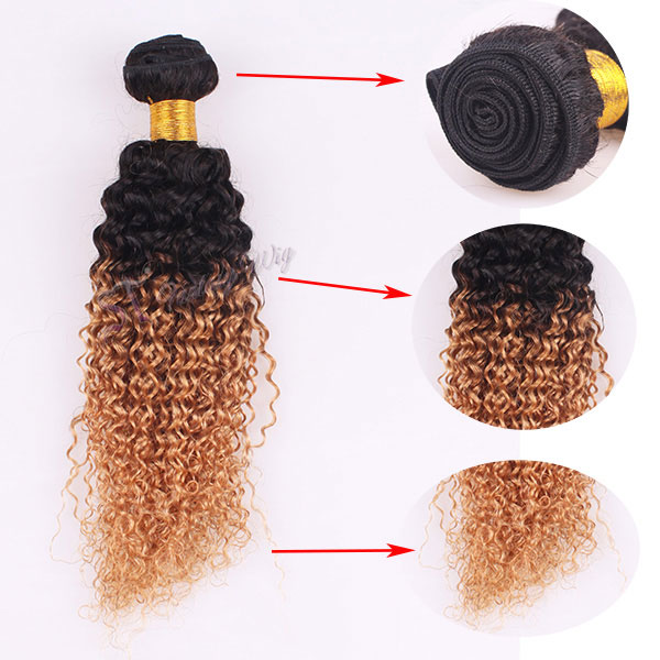 China real hair vendors wholesale ombre two tone color remy human hair extension