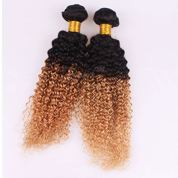 China real hair vendors wholesale ombre two tone color remy human hair extension