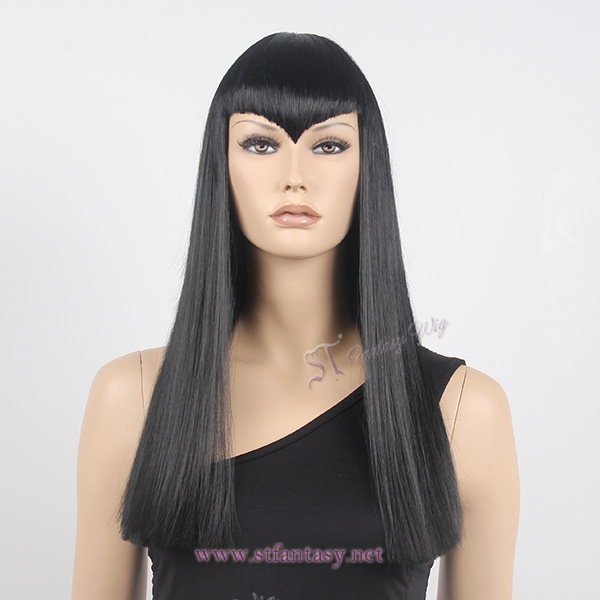 Summer mannequin wigs for female long black synthetic wigs wholesale