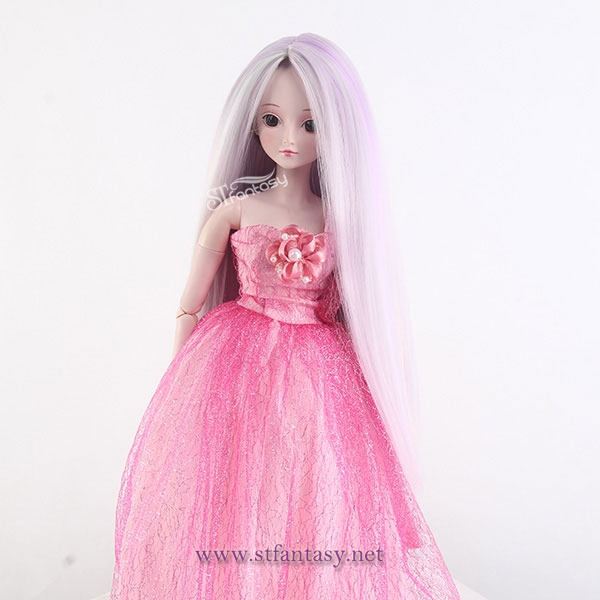 China doll wigs manufacture wholesale long straight light purple wig for BJD