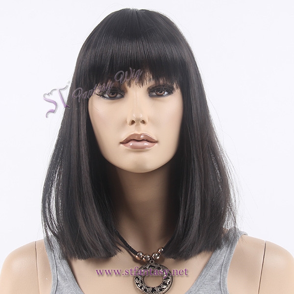 Shoulder-length short black bob wigs for black women wholesale