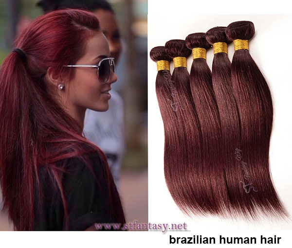Guangzhou wholesale 100 remy hair kinky straight burgundy hair weft