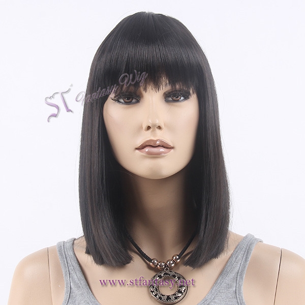 Shoulder-length short black bob wigs for black women wholesale