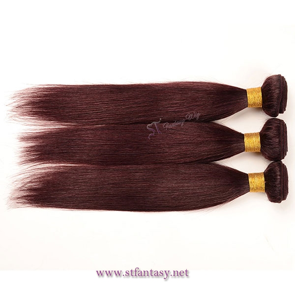 Guangzhou wholesale 100 remy hair kinky straight burgundy hair weft