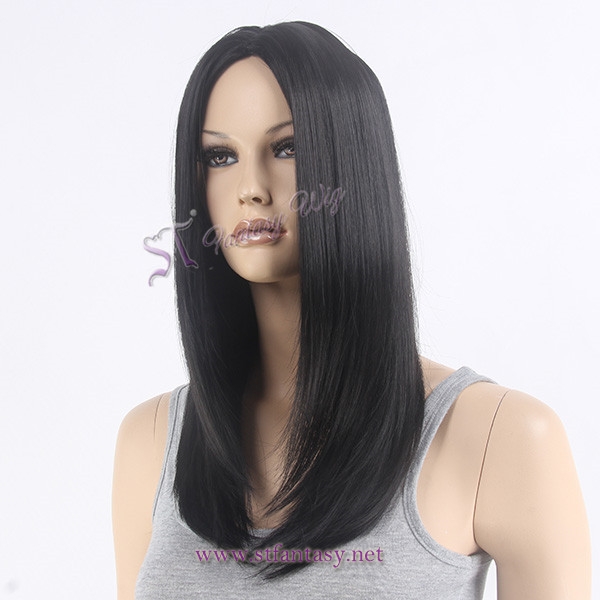 Medium long middle part black wigs hot sale wig product in USA