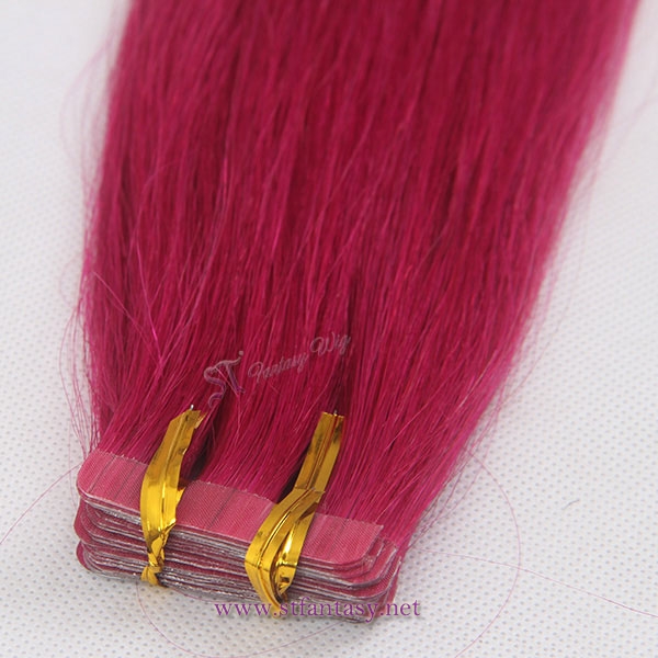 Wholesale trendy color rose red double sided adhesive tape human hair extension