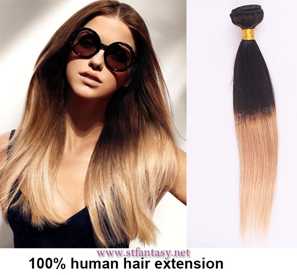 ST wholesale fashionable straight ombre bundles hair weaves