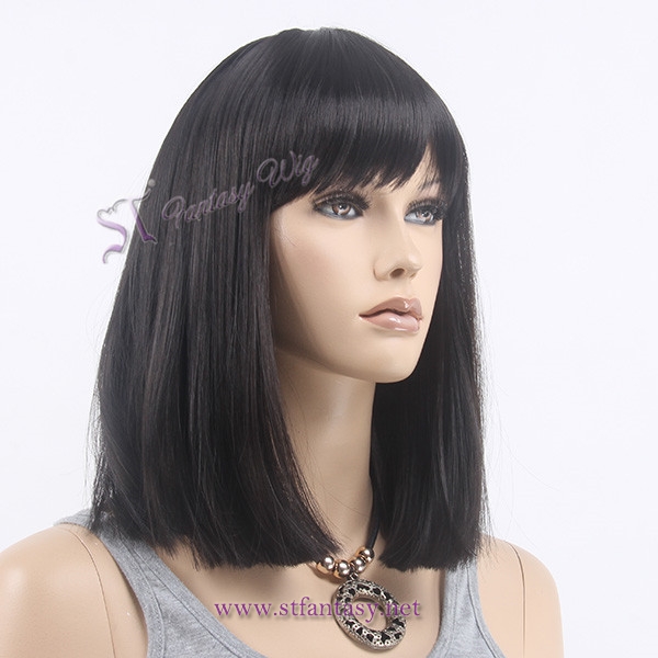 Shoulder-length short black bob wigs for black women wholesale