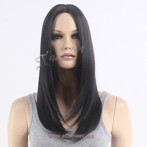 Medium long middle part black wigs hot sale wig product in USA