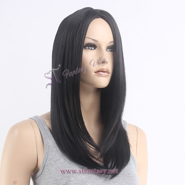 Medium long middle part black wigs hot sale wig product in USA