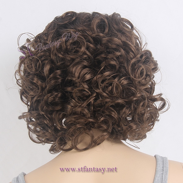 Short curly heat resistant synthetic hair fake wigs for retailiers