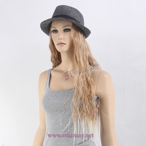 2017 new arrival fashion synthetic wig style ombre blonde hair wig with hat