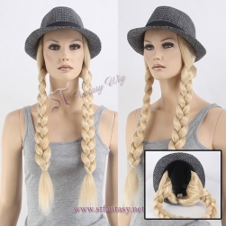 Fantasywig brand fashionable blonde synthetic hair braiding hat wigs for patient