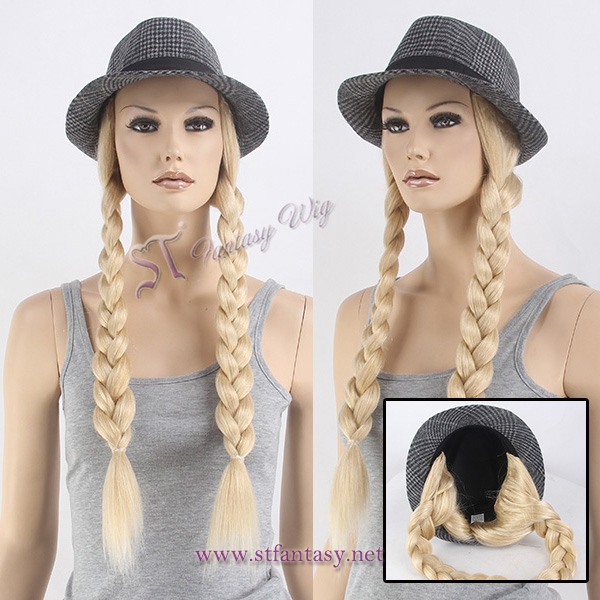 Fantasywig brand fashionable blonde synthetic hair braiding hat wigs for patient