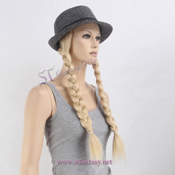 Fantasywig brand fashionable blonde synthetic hair braiding hat wigs for patient