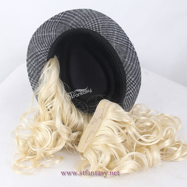 ST 2017 new style synthetic hair hat wig for european american fashion lady