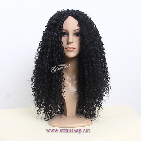 Guangzhou 2016 best selling synthetic hair kinky curly long afro wig for black women