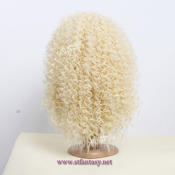 China synthetic wig factory wholesale fluffy white curly wig for african american women