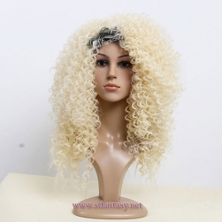 China synthetic wig factory wholesale fluffy white curly wig for african american women