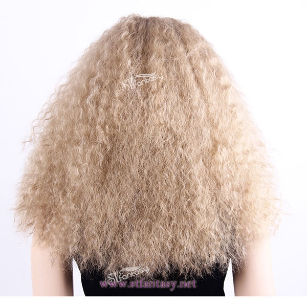 Factory wholesale golden blonde fluffy synthetic long wig for african american women
