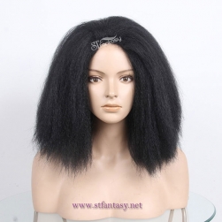 China wig wholesaler 2016 hot sale style fluffy synthetic wig for black women with shoulder length