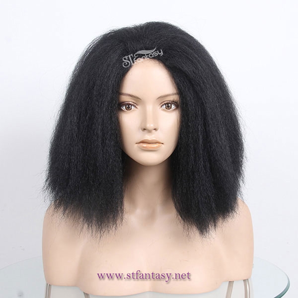 China wig wholesaler 2016 hot sale style fluffy synthetic wig for black women with shoulder length