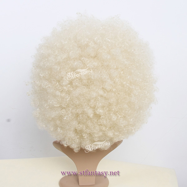 2016 Hot sale synthetic hair light blonde afro style wig for party and football fans